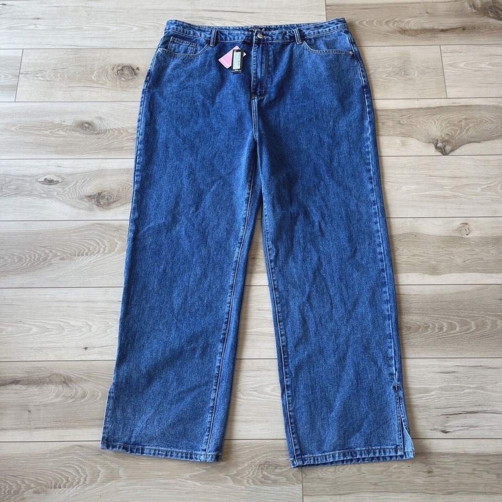 Pretty Little things plus size vintage wash split Hem Jeans -SIZE 18-NWT